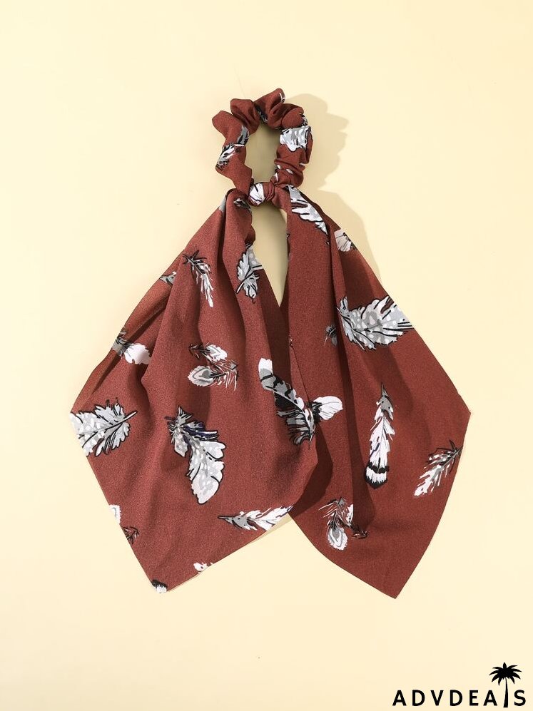 Feather Print Scarf Hair Tie
