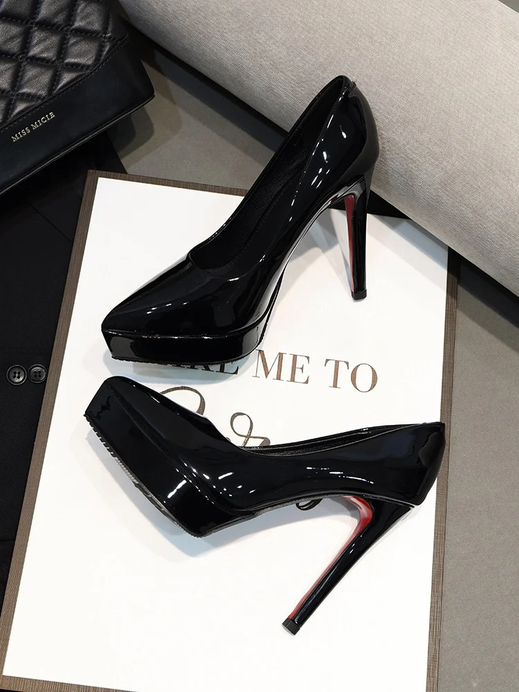 Breakj Breakj Luxury High Heels Women's Fine Heel Pointed Women's Shoes Sexy 12CM Single Shoes Black White Red Shoes Are Not Tired