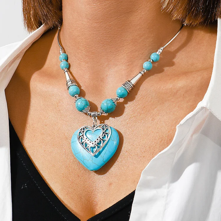 Blue Turquoise Healing Heart Necklace
