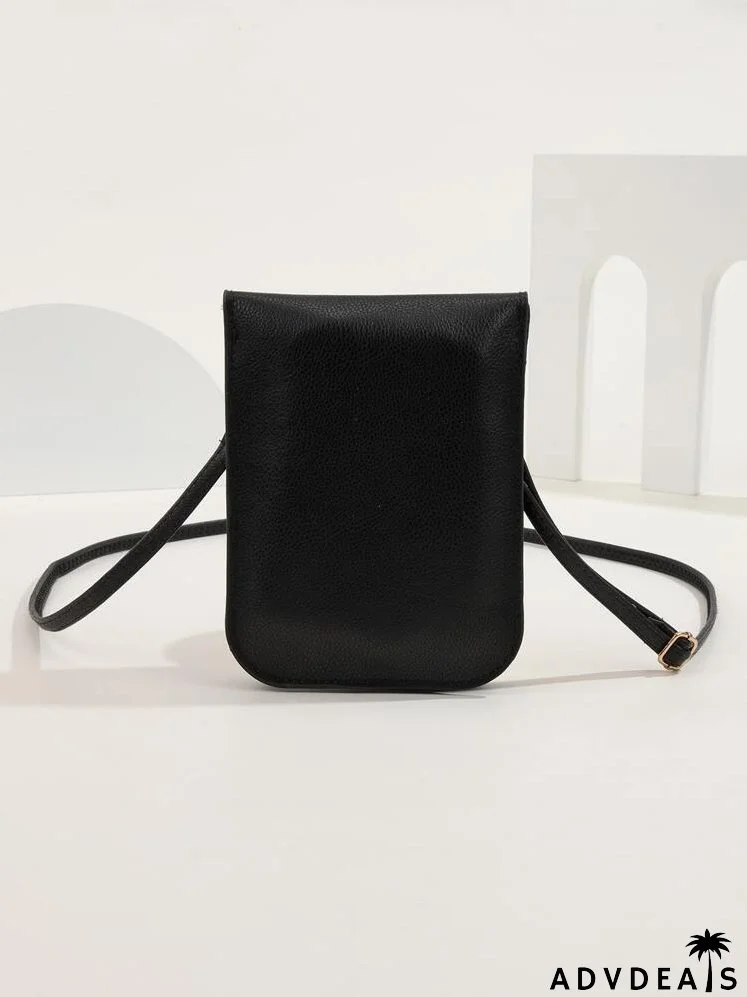 Colorblock Contrast Binding Beaded Decor Flap Square Bag