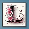 Marguerite papillon lettre l-plein rond diamant peinture-30*30cm