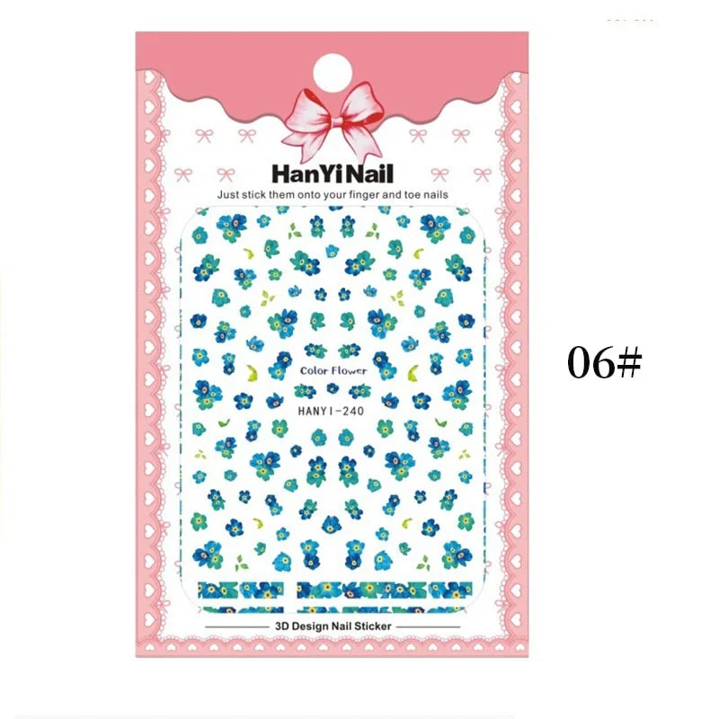 3D Charms Flowers Leaf Nail Art Stickers Watercolor Abstract Floral Nail Decal Sliders Manicures Nail Art Decorations For Autumn