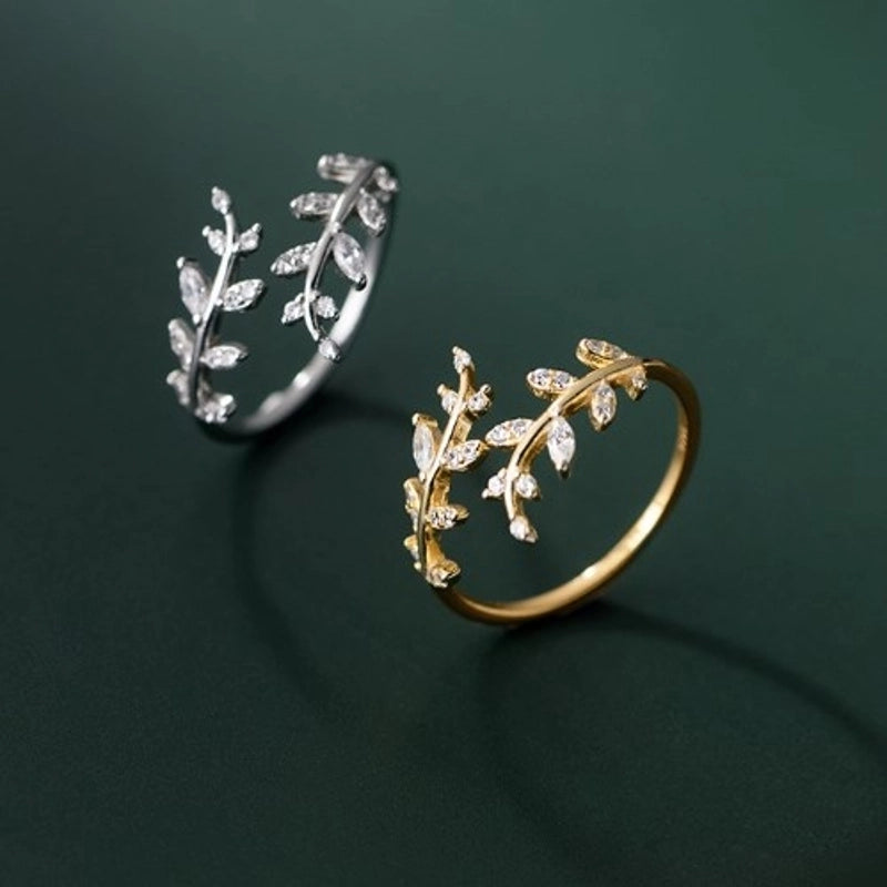925 Sterling Silver Leaf Open Rings