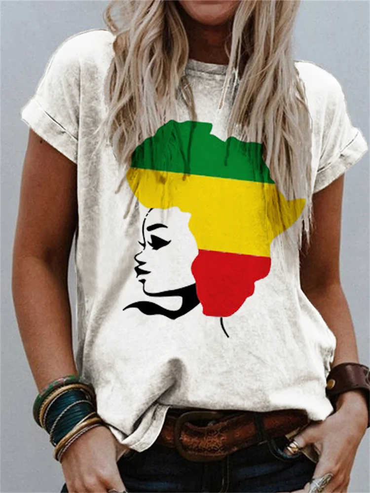 Vefave Black Pride Africa Map O Neck Comfy T Shirt