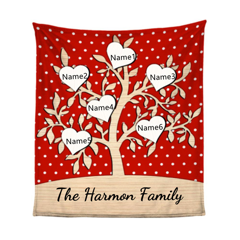 Personalized Family Tree Blanket Custom 6 Family Names Christmas Blanket