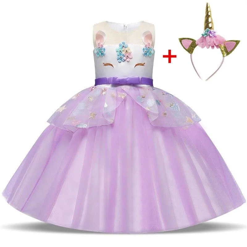 Girls Unicorn Dress Princess Christmas Costume Birthday Party Dress Rainbow New Year Costume Christmas Kids Dresses For Girls