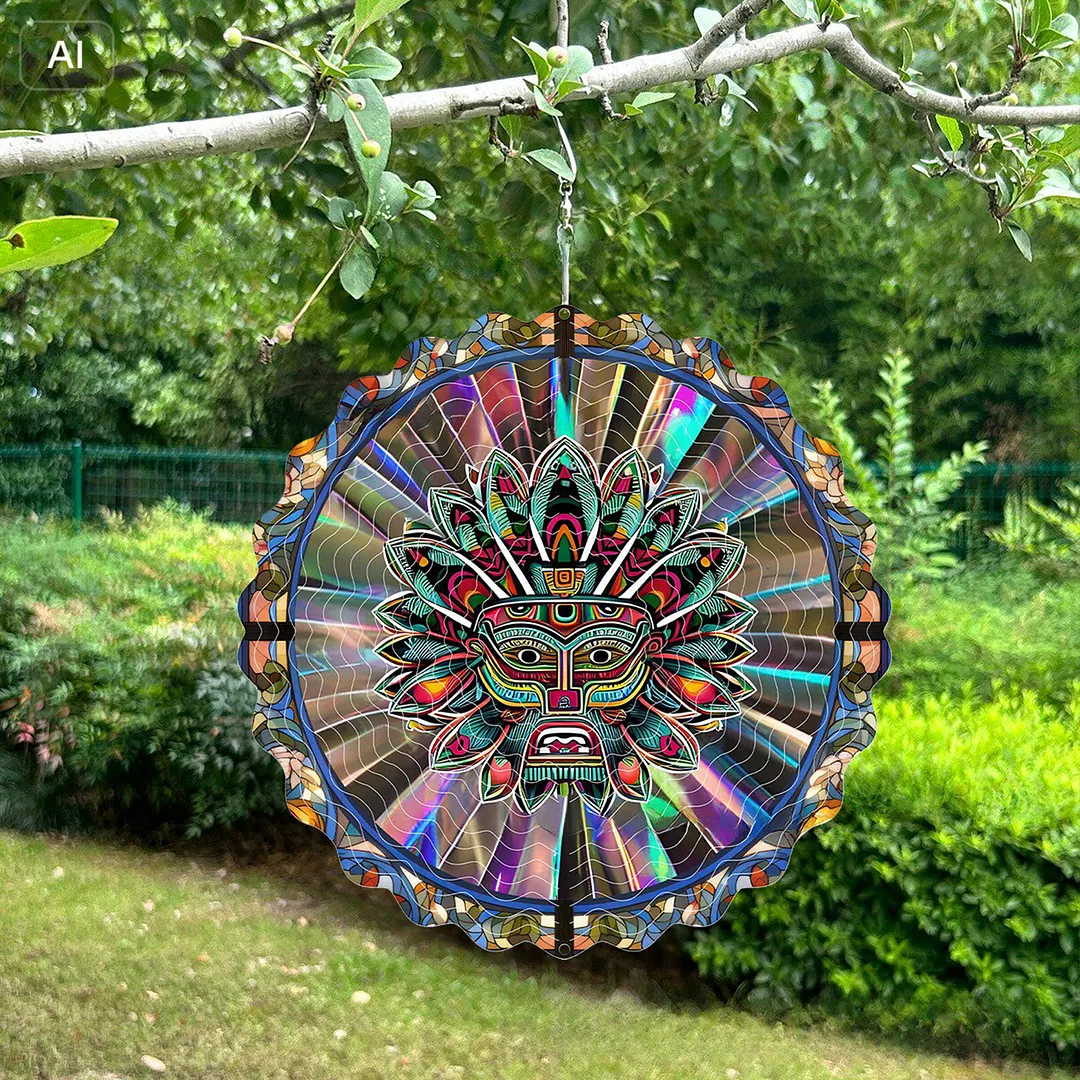 Mandalas Hanging Wind Spinner 360 Degree Rotating 3D Garden Wind Spinners 10-Inch Hanging Wind Catcher Art Gift for Home Garden Halloween Christmas (04)