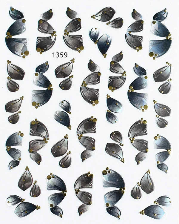 3D Swirl Lines Nail Sticker Geometry Irregular Whirling Wave Cow Print Decal on Nails Art Charms Manicure Slider Tip Accessories-Nail Inspo