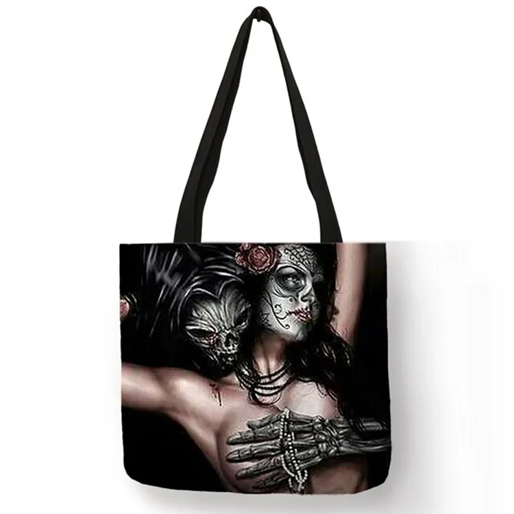 Skull Art Tatoo Horror Image - Linen Tote Bag