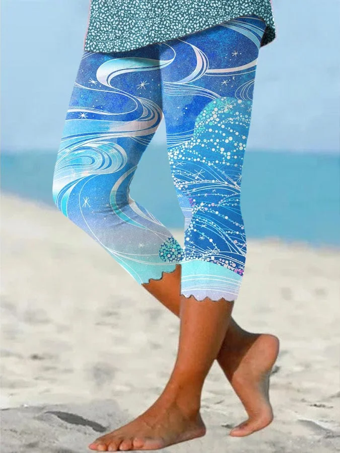 Women'S Beach Vacation Art Botanical Print Leggings