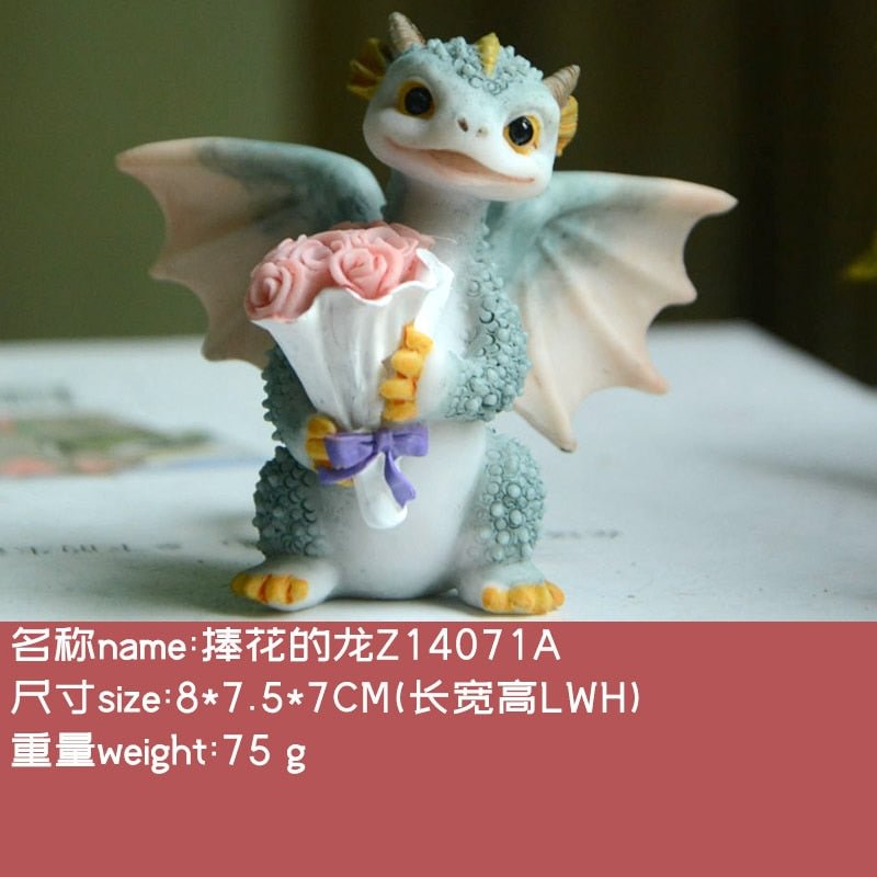 Everyday Collection Resin Simulation Magic Animal Dragon Dinosaur Miniature Fairy Garden Terrarium Bonsai Decor Dragon Figurine