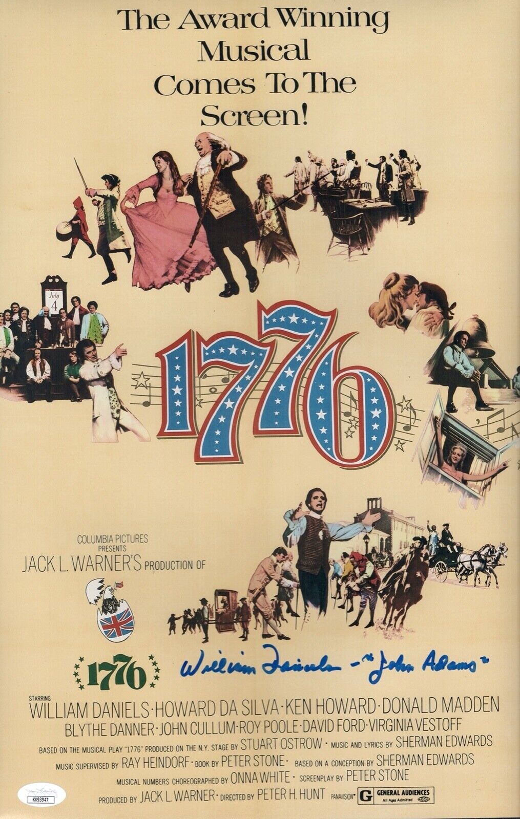 William Daniels Signed 1776 MUSICAL Broadway 11x17 Photo Poster painting Autograph JSA COA Cert