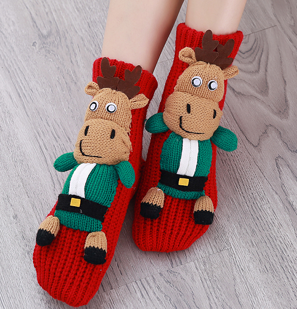Christmas Elk Knit Socks