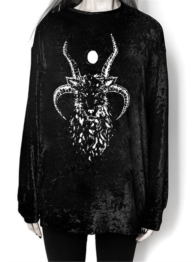 Casual velvet print tops Zaesvini