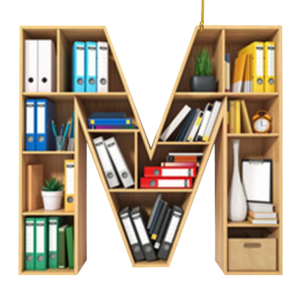 Acrylic Christmas Library Shelf Ornaments Personalized Initial Monogram Ornament