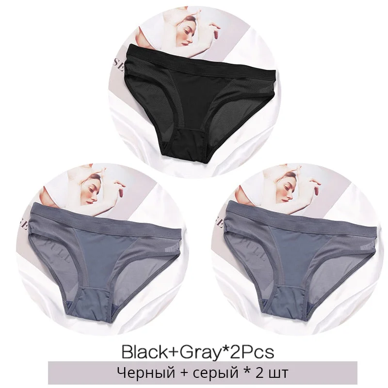 FINETOO Women Low Waist Panties Transparent Mesh Underpants M-2XL Ladies Briefs Female Underwear Fashion Girl Panty Lingerie New