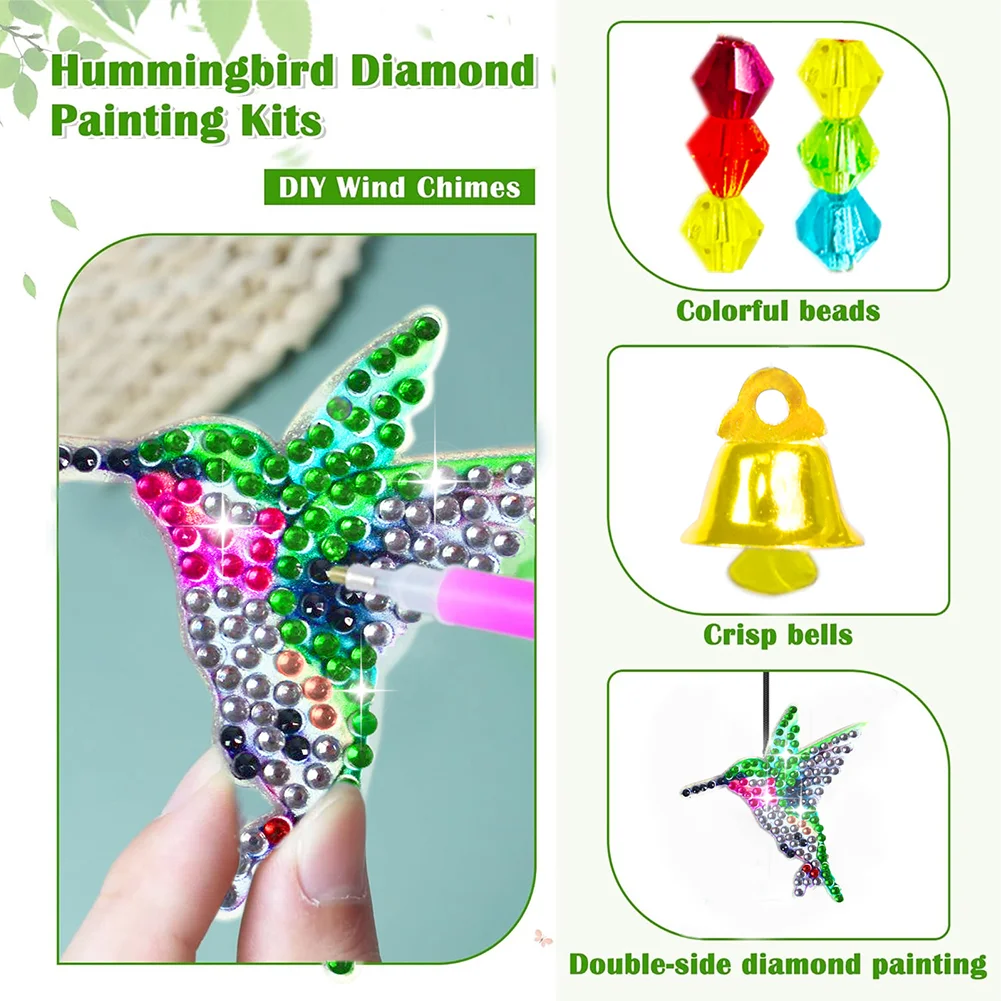 DIY Hummingbird Diamond Art Sun Catcher Butterfly DIY Crystal Wind Chime for Window