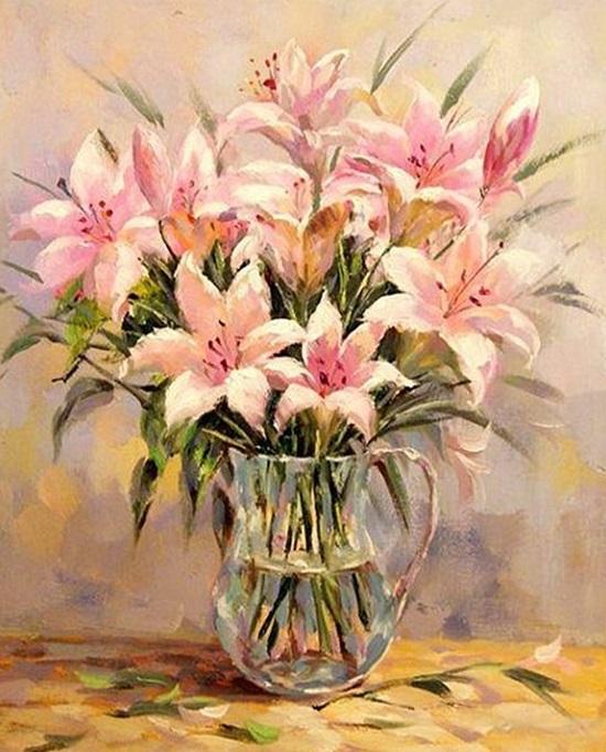 

Pink Lily Flower – Paint By Numbers - 40*50CM, 501 Original