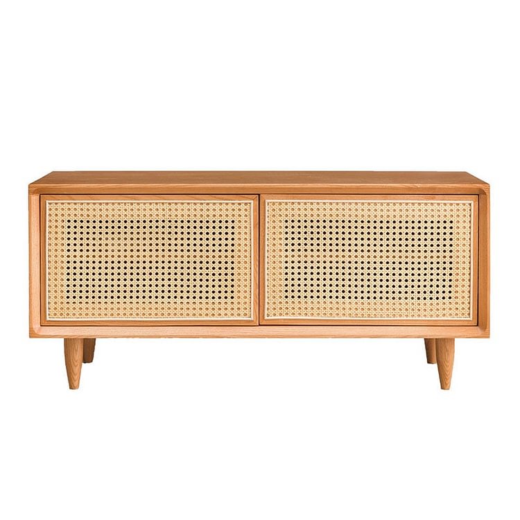 2 Tier Farmhouse Bench Rattan Shoe Storage Bench