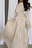 Women Off White Solid Solid Round Neck Viscose Rayon Maxi Dress With Dupatta