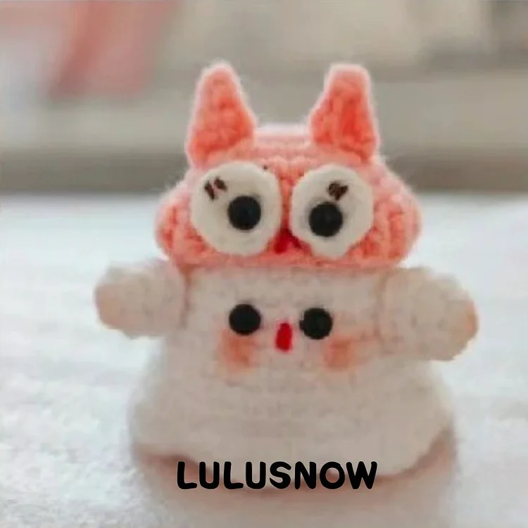 Lulusnow Handmade Pink Halloween Amigurumi Ghost Pink Kitty Hat  Crochet Key Pendant Bag Accessories Key Pendant