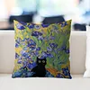 Van Gogh Iris Flower Cross Stitch Pillow Cover Kit 11CT Stamped 3-Strand Embroidery 45x45cm