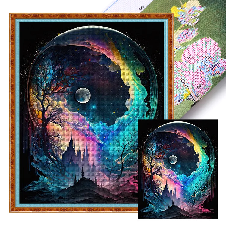 Colorful Forest Under The Moon - Printed Cross Stitch 18CT 40*50CM