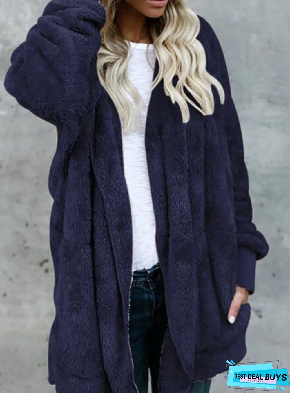 Casual Warm Plush Mid-Length Coat
