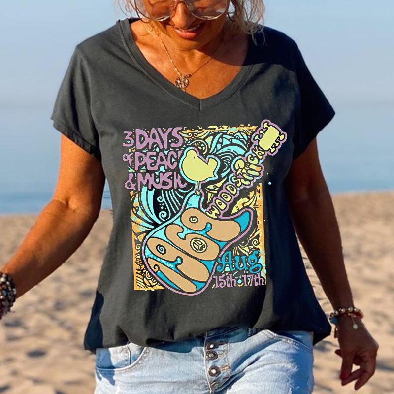 3 Days Of Peace & Music Summer Crew Neck Tees