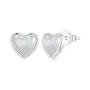 925 Silver Heart-shaped Stud Earrings With Cubic Zirconia Decor
