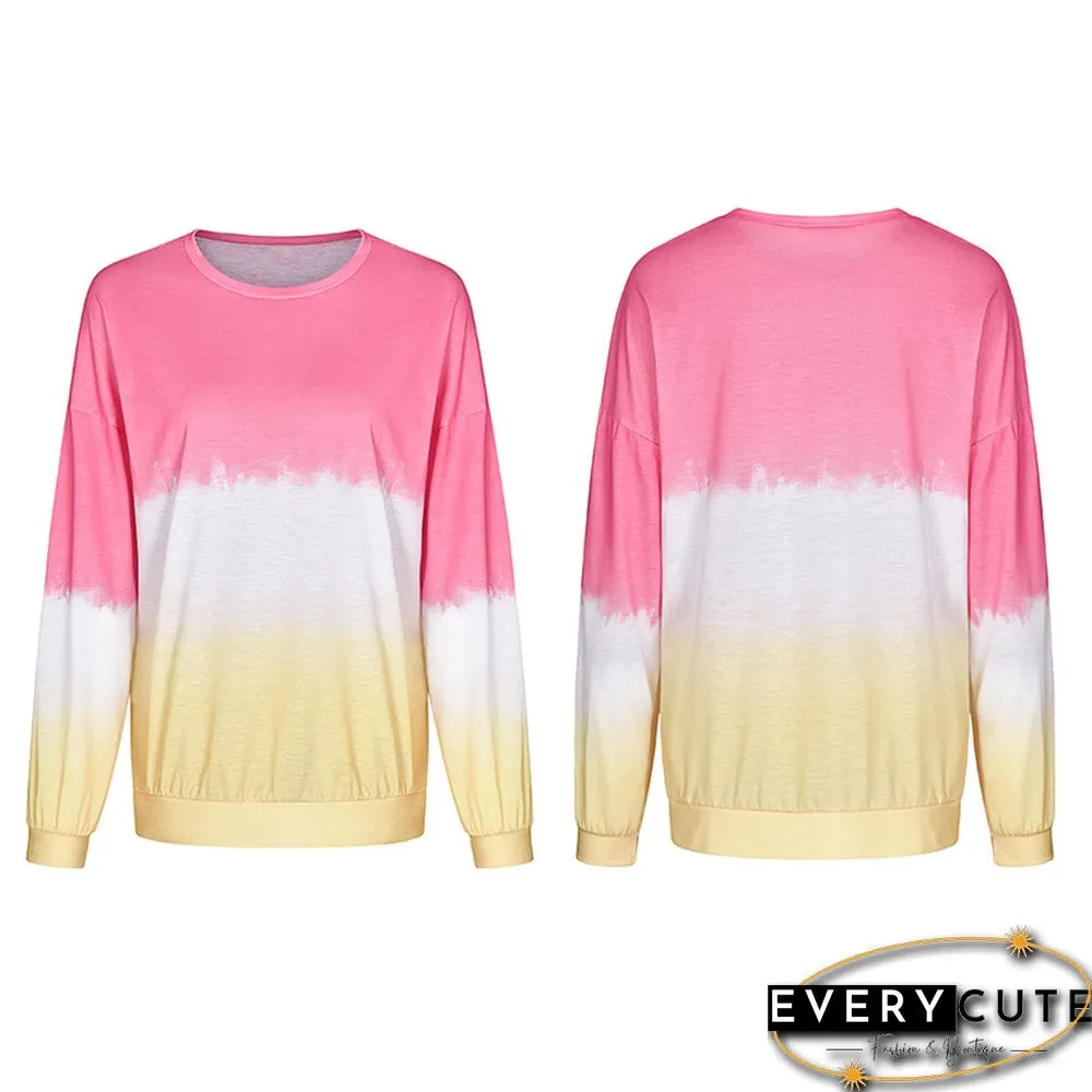 Pink Rainbow Ombre Long Sleeve Tees