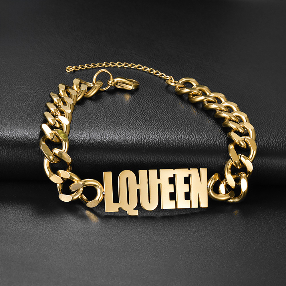 Adjustable Custom Name Stainless Steel Cuban Bracelets