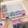 64 L Boxes B Clear Bead Organizer Box with Compartments Plastic Storage Boxes Set with Stickers Multifunctional Diamond Painting Storage Containers for Diamonds Seeds Beads Nail Rhinestones