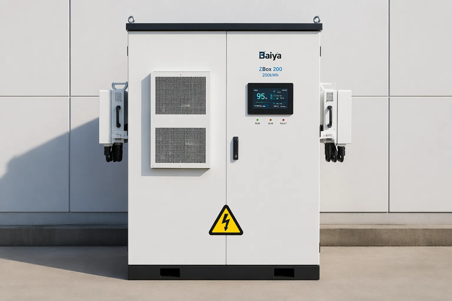 Baiya ZBox 200 commercial battery cabinet front view with LCD display