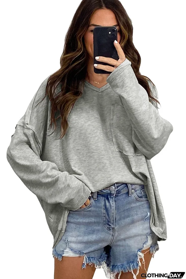 Pocketed Oversized Drop Sleeve Top