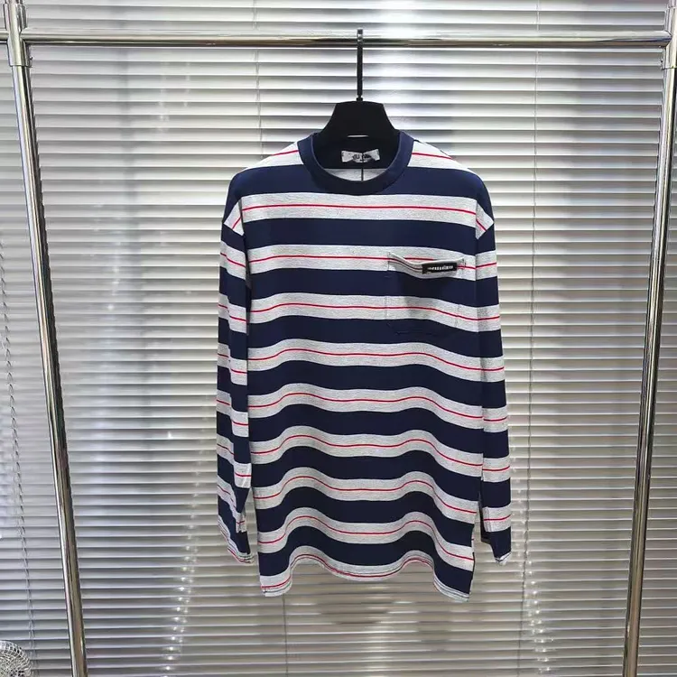 Womens Oversized Striped Long Sleeve Crew Neck Casual Shirts Basic Tops