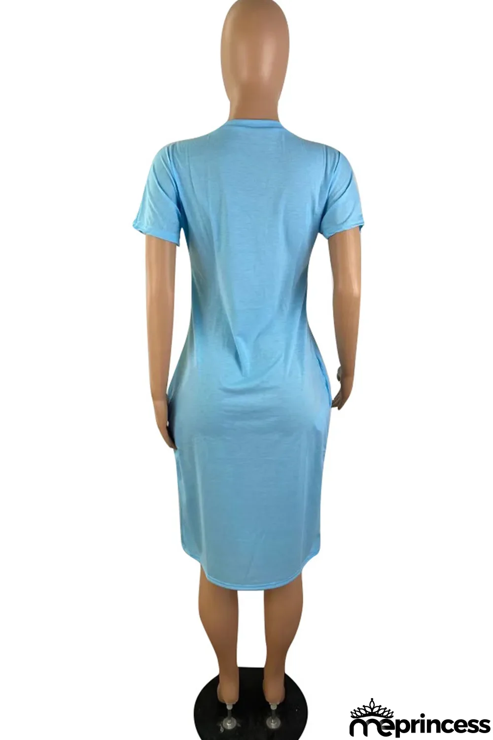 Orange Fashion Casual Solid Basic V Neck Short Sleeve Dress