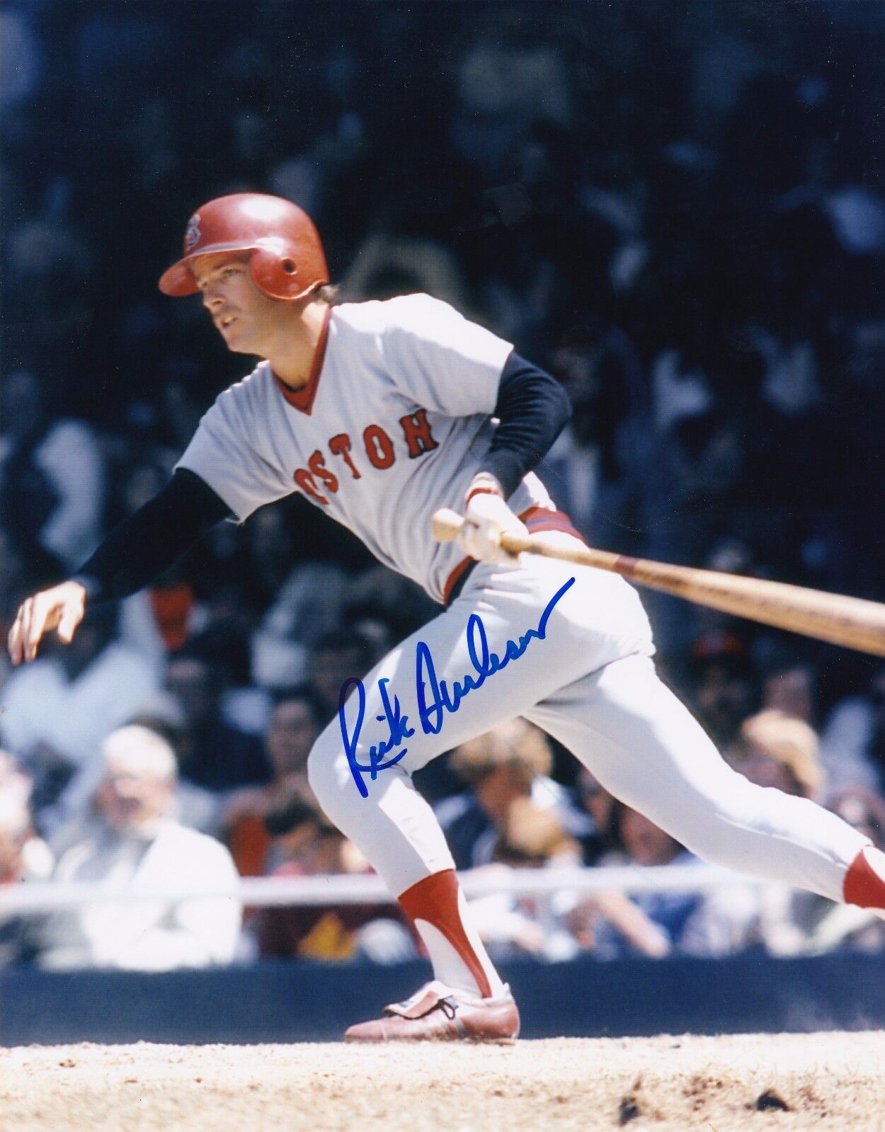 RICK BURLESON BOSTON RED SOX ACTION SIGNED 8x10