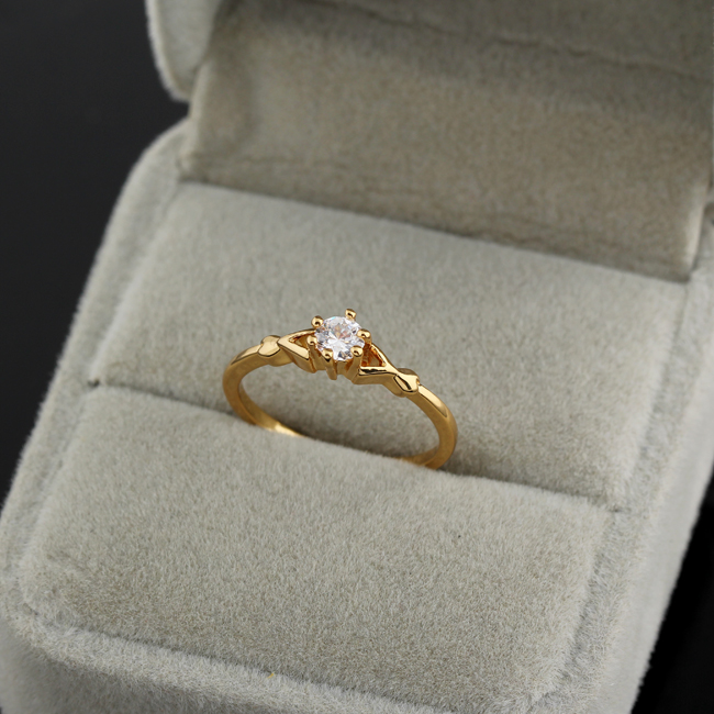 

Shining Double Love Heart 18K Gold Plated Round Zircon Stone Ring Gift, 501 Original