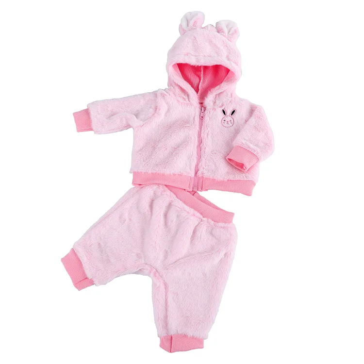 For 17"-22" Reborn Baby Girl Doll Pink Clothing 2-Pieces Set Accessories