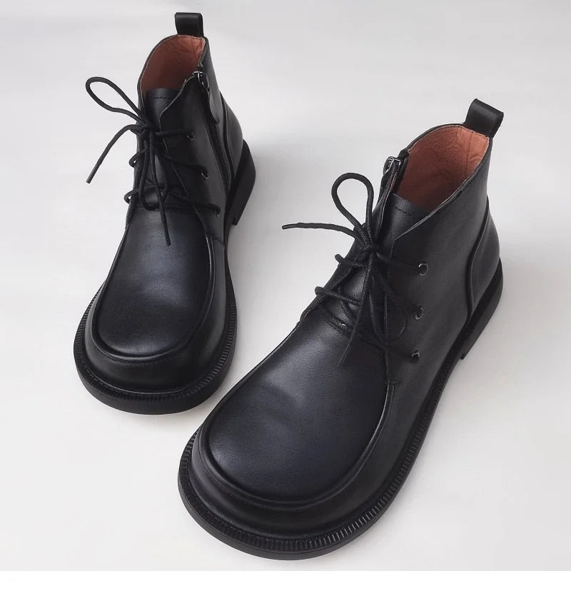 Men Ankle Boots Slip on Men's Casual Shoes 100% Genuine Leather Cowhide Men's Boots Spring Autumn Male Shoes Flat Rubber Sole