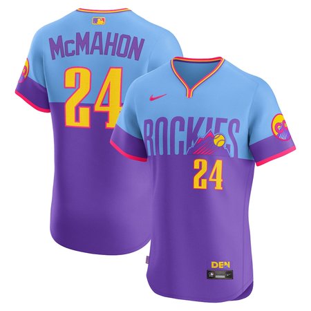 Men's Colorado Rockies #24 Ryan McMahon  Purple/Light Blue 2025 City Connect Elite Player Jersey