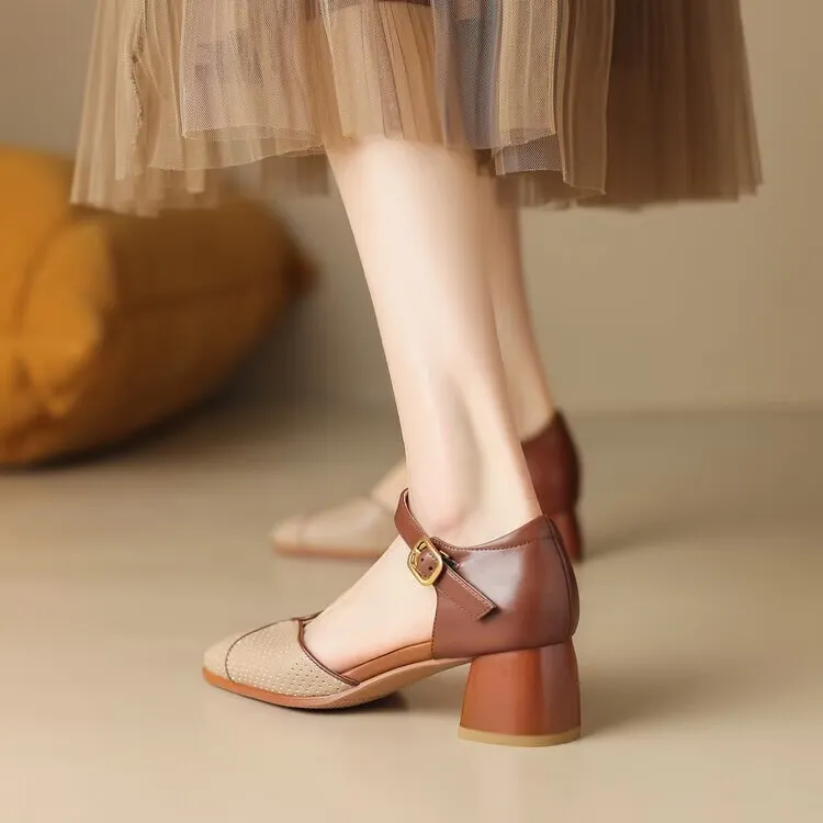 Yyvonne Retro Baotou Hollow Thick Heel With Women's Sandals 2025 Summer New Color High Heel Women's Shoes