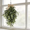 24 Inch Artificial Olive Branch Wreath Teardrop Swag Faux Greenery Hanging Pendant for Front Door Wedding Arch Window & Wall Decor