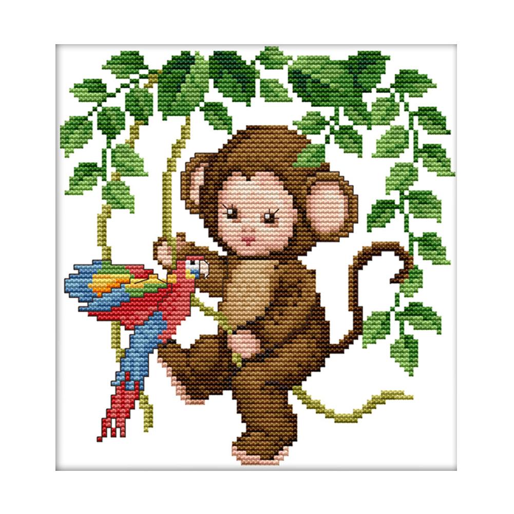 

Monkey baby - 14CT Stamped Cross Stitch - 21*22cm, 501 Original