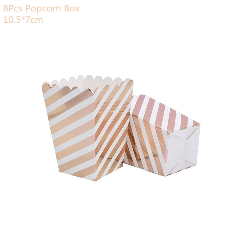 Rose Gold 21st Birthday Party Decoration Happy Birthday Balloons Banner Popcorn Boxes Garland for 21 Years Old Party Supplies