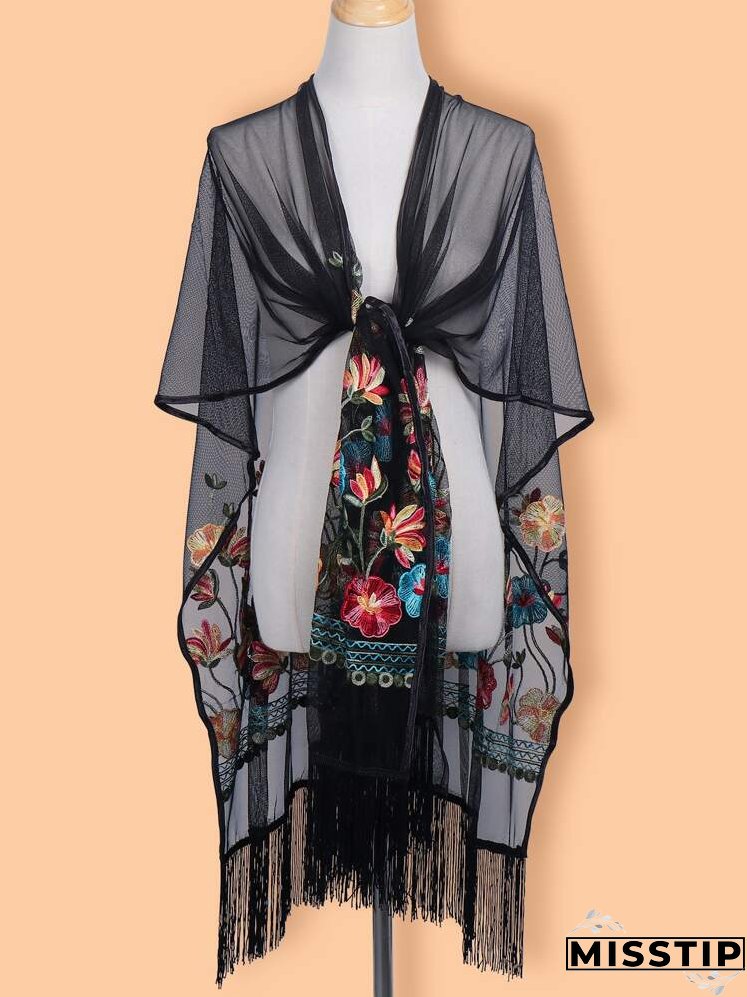 Floral Embroidered Shawl