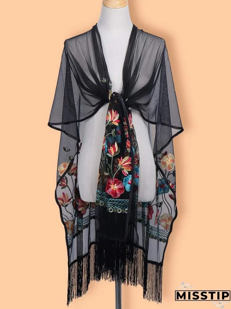 Floral Embroidered Shawl