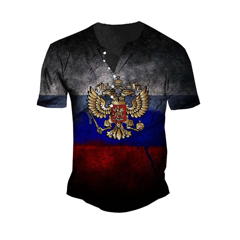 Men's Trendy Short Sleeve Color Block Printed T-shirt