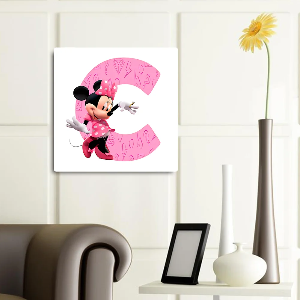 Full Round Diamond Painting 30*30cm - Letter C With Mickey Mouse